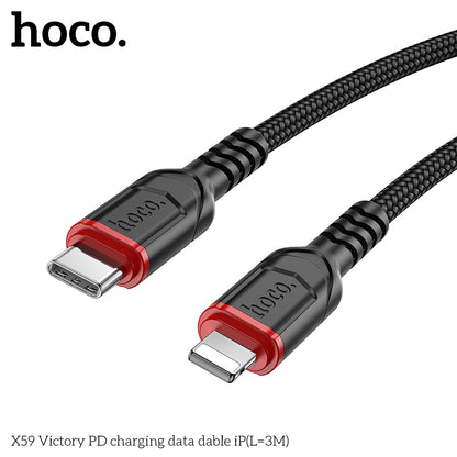 HOCO X59 Victory PD Type-C to Lightning charging  cable iP(L=3M) - Black [BW50]