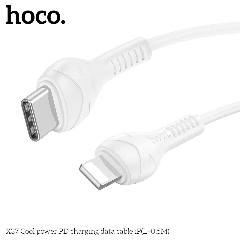 HOCO X37 Cool power PD charging data cable iP(L=0.5M) White
