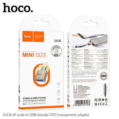 UA36 iP male to USB female OTG transparent adapter