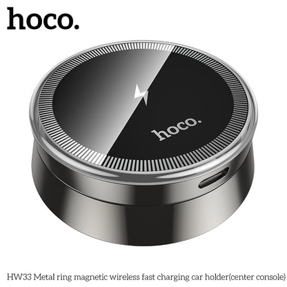 HW33 Metal ring magnetic wireless fast charging car holder(center console)