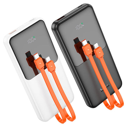 Hoco J119 Sharp charger 22.5W+PD20 fully compatible power bank with digital display and cable(10000mAh) - White