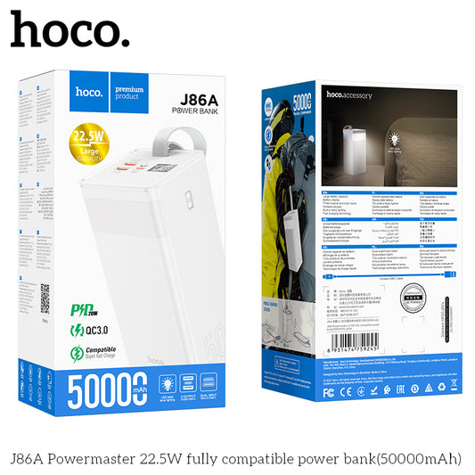 J86A Powermaster 22.5W fully compatible power bank(50000mAh)- White