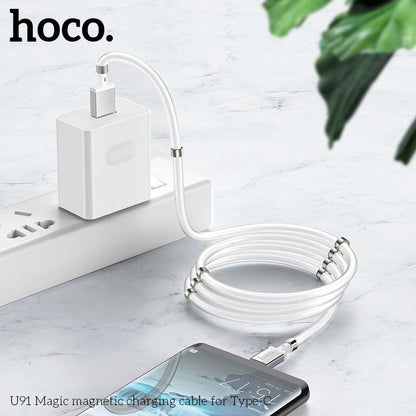 U91 Magic magnetic Type C Charging Cable - White