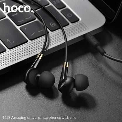 HOCO M58 Stereo Wired Headset with Mic - White