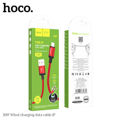 Hoco X89 Wind charging data cable iP - Black