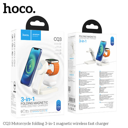 CQ3 Folding 3-in-1 MSafe Wireless Charging for Phones and Apple Watch White