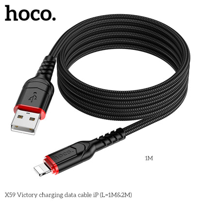 HOCO X59 Victory charging data cable iP(L=2M) Black