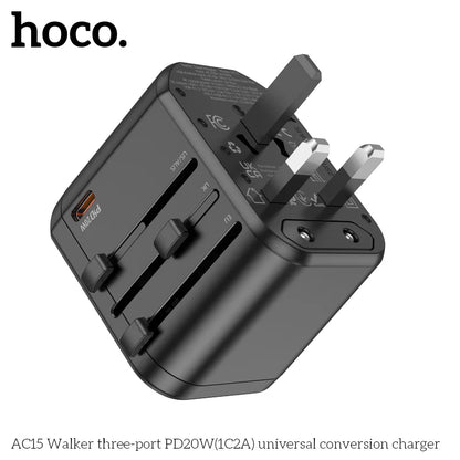 HOCO AC15 Walker three-port PD20W(1C2A) universal conversion charger