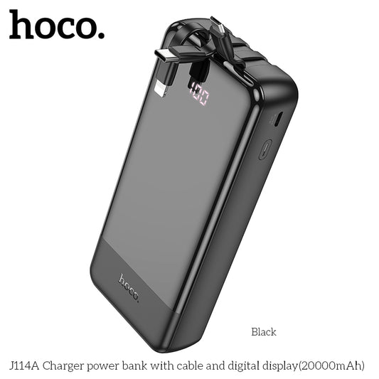 Hoco J114A Charger power bank with cable and digital display(20000mAh) - Black
