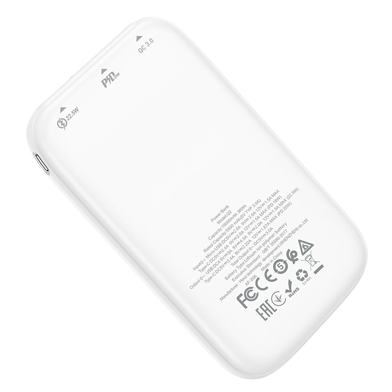 HOCO Q2 Portable PD Fast Charger Power Bank with LED Display (10000mAh) - White