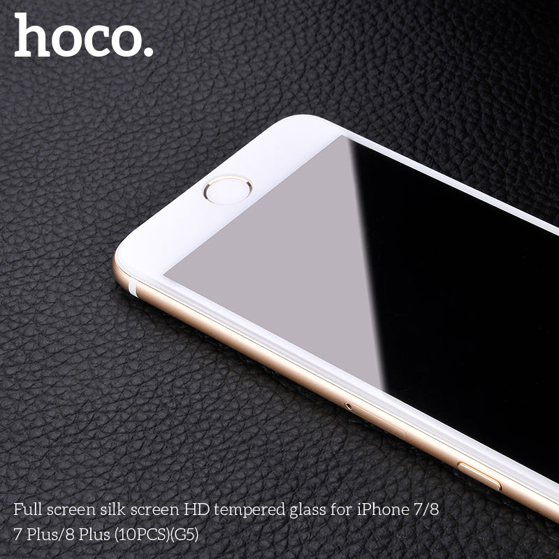 HOCO G5 Full Silk Screen HD Tempered Glass For iP7/8 Plus White - 10 Pack