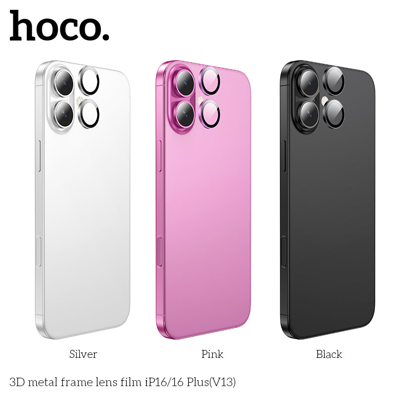 HOCO 3D metal frame lens film iP16/16 Plus(V13) - Silver