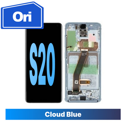 Samsung Galaxy S20 Compatible Amoled Assembly with Frame Brand New - Light Blue