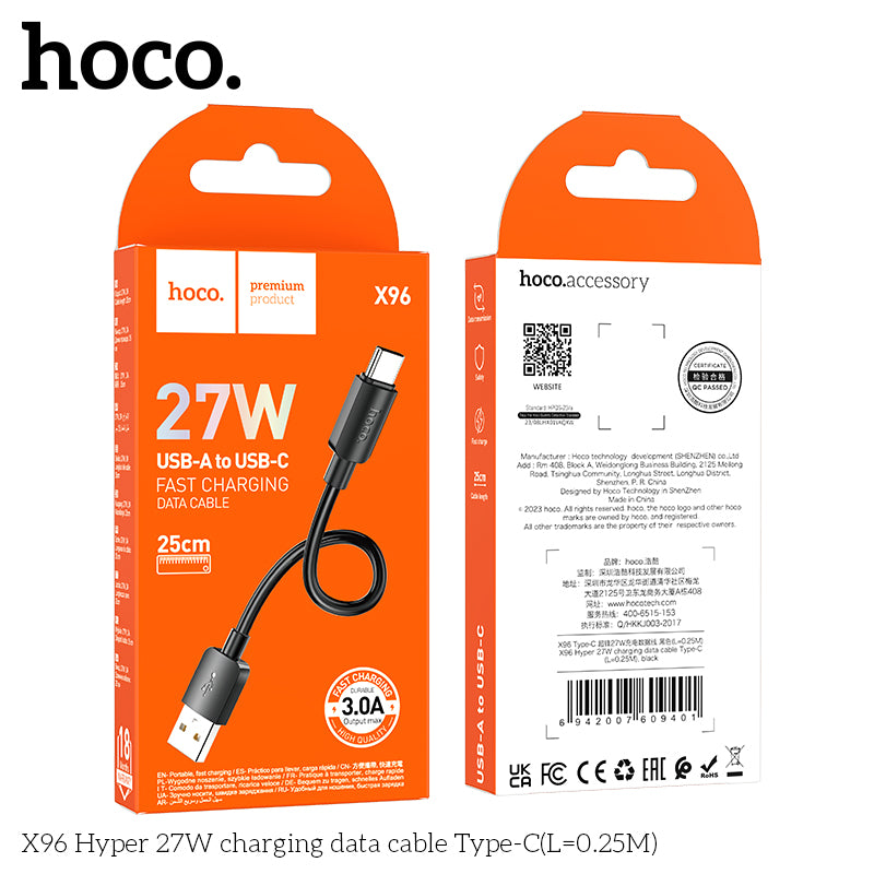 X96 Hyper 27W charging data cable Type-C(L=0.25M)