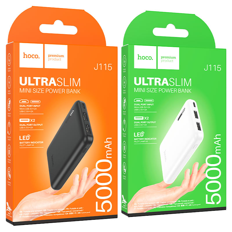 Hoco J115 Fast Smart Charging Power Bank 5000mAh - White