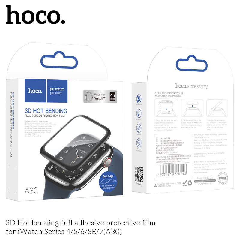 Hoco A30 3D Hot Bending Full Screen Protection Film For iWatch 7 - 45mm