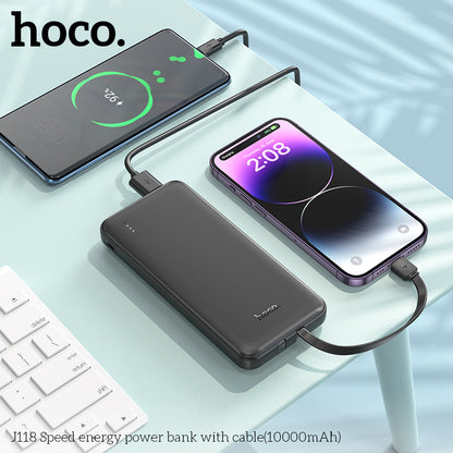 Hoco J118 Speed energy power bank with cable(10000mAh) - Black