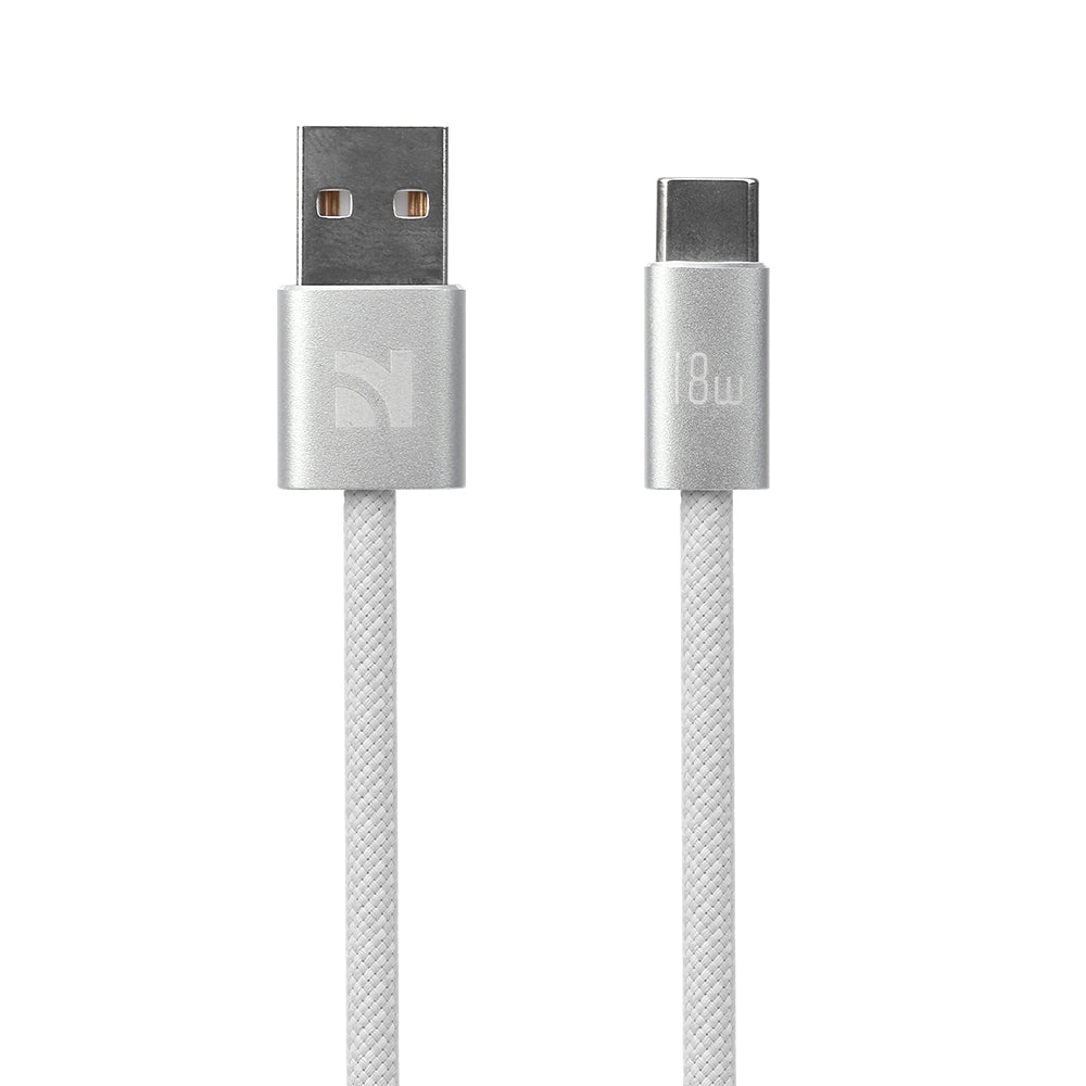 NCC XC-0114 USB-A To USB-C 22.5W 1.2M Braided & Aluminium Case - White