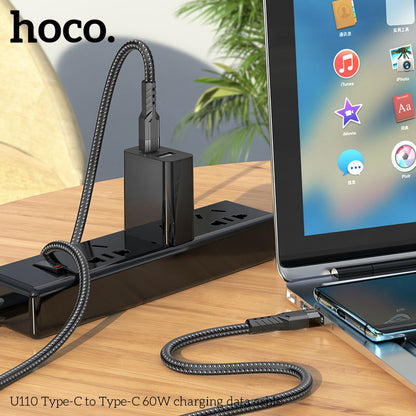U110 Hoco Type-C to Type-C 60W charging data cable Black
