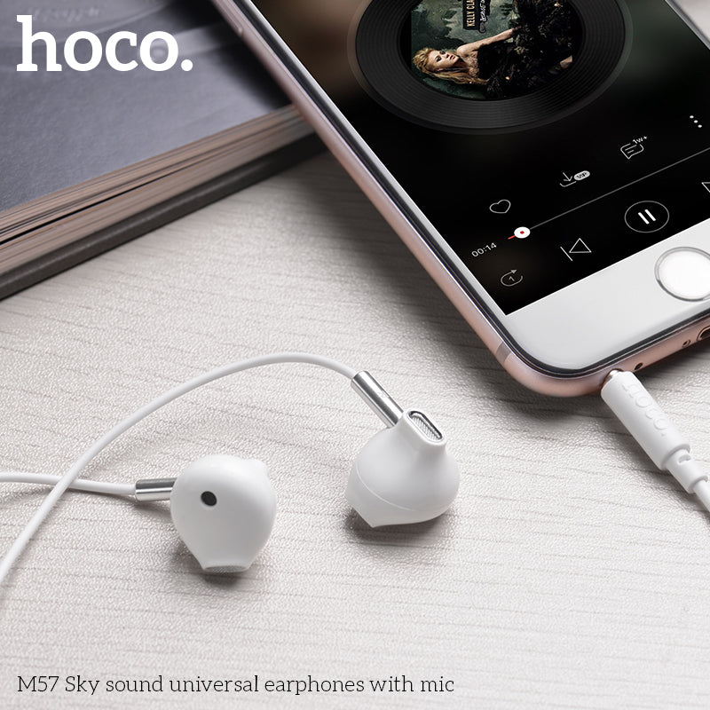 HOCO M57 Stereo Wired Headset with Mic - White
