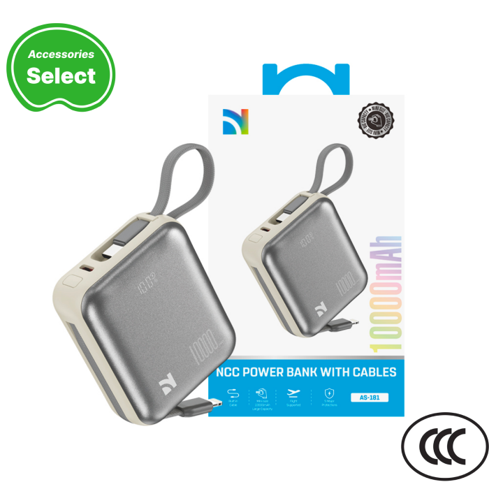 NCC Power Bank AS-181 10000mAh 22.5W Own Line Power Display Light Gray-10000mAh Certified