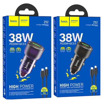 HOCO Z52 Spacious PD38W(1C1A) car charger - Black
