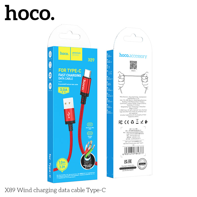 Hoco X89 Wind charging data cable Type-C - Black