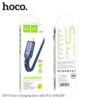 HOCO X59 Victory charging data cable iP(L=2M) Black