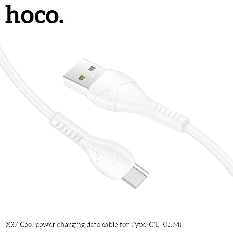 HOCO X37 Cool power charging data cable for Type-C(L=0.5M) White