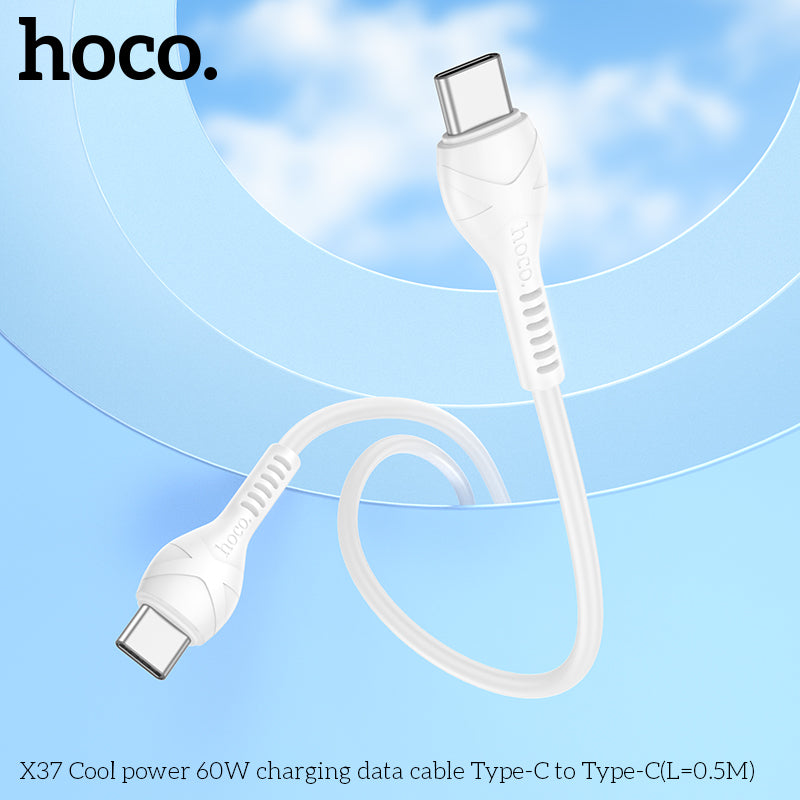 HOCO X37 Cool power 60W charging data cable Type-C to Type-C(L=0.5M) White