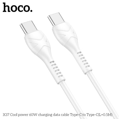 HOCO X37 Cool power 60W charging data cable Type-C to Type-C(L=0.5M) White