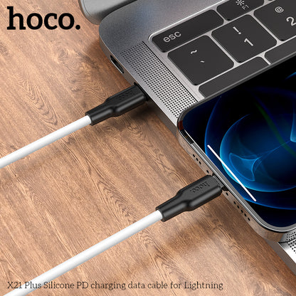 HOCO X21 Plus Silicone PD Type-C to Lightning Cable - White