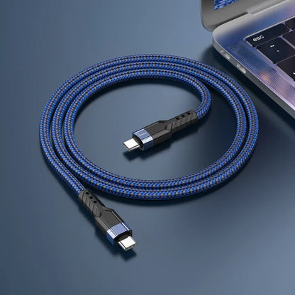 U110 Hoco Type-C to Type-C 60W charging data cable Blue