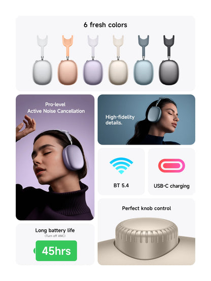 W65 Plus Happy ANC BT headphones Deep Space Gray