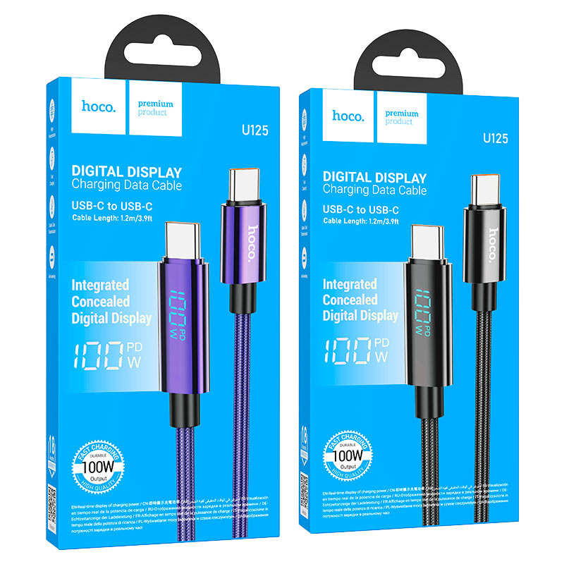 Hoco U125 Benefit 100W charging data cable with display Type-C to Type-C