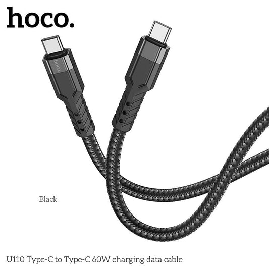 U110 Hoco Type-C to Type-C 60W charging data cable Black