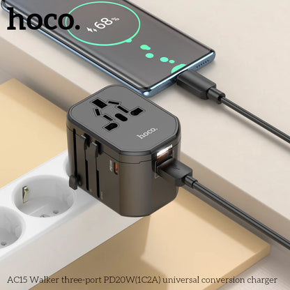 HOCO AC15 Walker three-port PD20W(1C2A) universal conversion charger