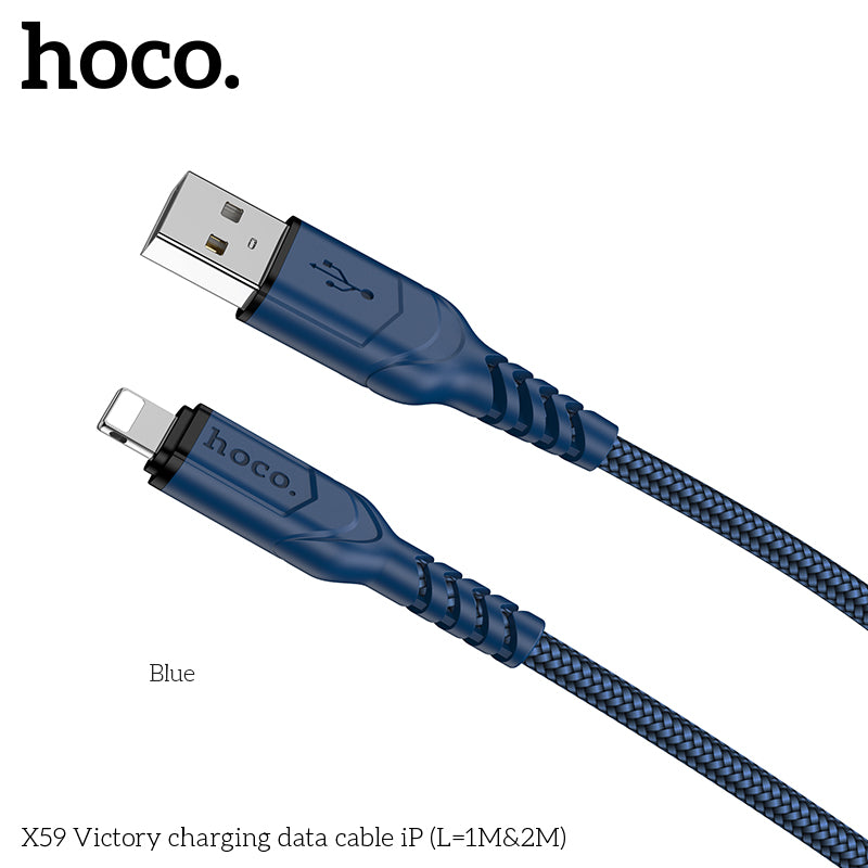 HOCO X59 Victory charging data cable iP(L=2M) Black