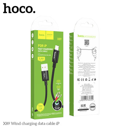 Hoco X89 Wind charging data cable iP - Black