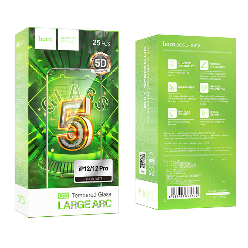 G12 10D Large Anti-static Full Cover Tempered Glass - iP13 Mini