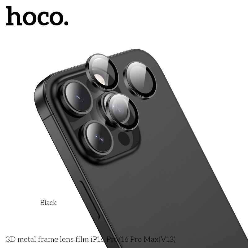 HOCO 3D metal frame lens film iP16 Pro/16 Pro Max(V13) - Titanium Gold