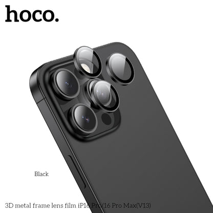 HOCO 3D metal frame lens film iP16 Pro/16 Pro Max(V13) - Titanium Gold