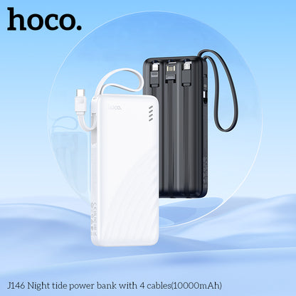 J146 Night tide 10000mAh with 4 cables power bank - Black