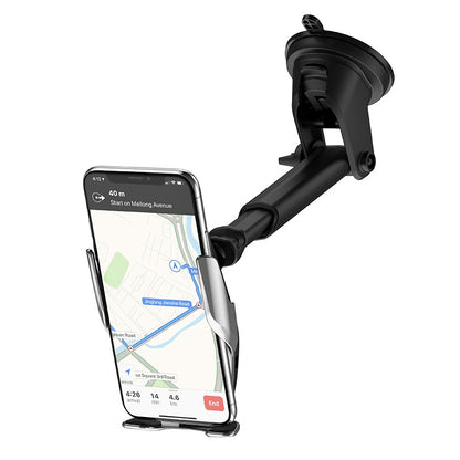 HOCO S14 2 in 1 15W wirless Charger Auto Clamp Car Holder - Silver