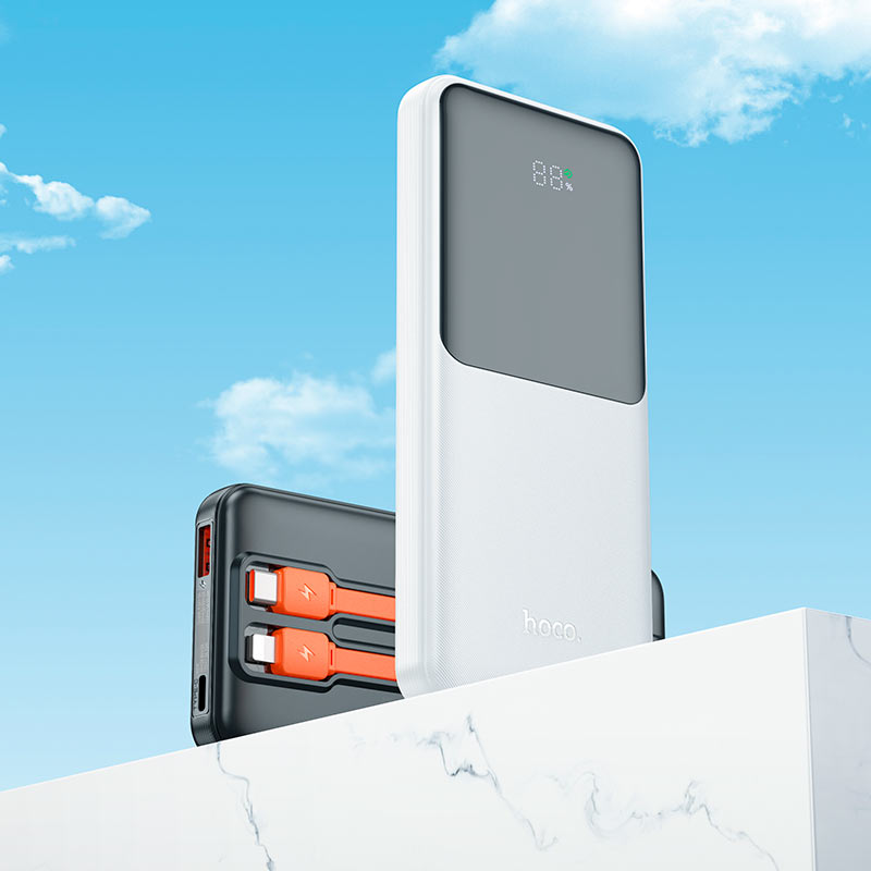 Hoco J119 Sharp charger 22.5W+PD20 fully compatible power bank with digital display and cable(10000mAh) - White