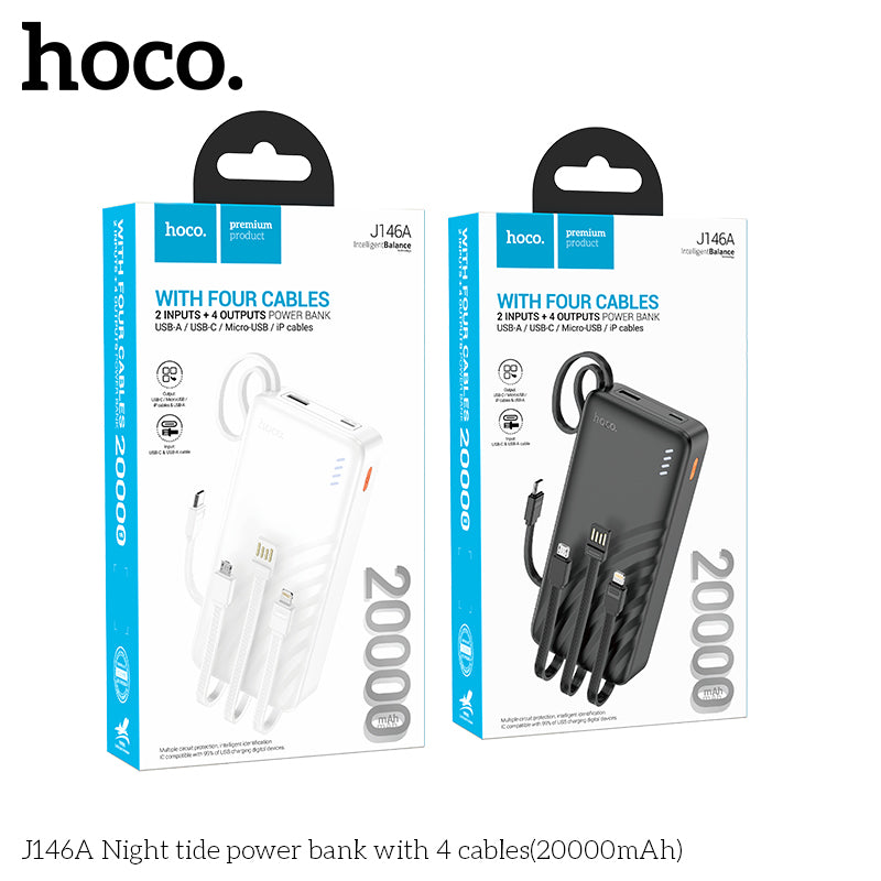 J146A Night tide 20000mAh with 4 cables power bank