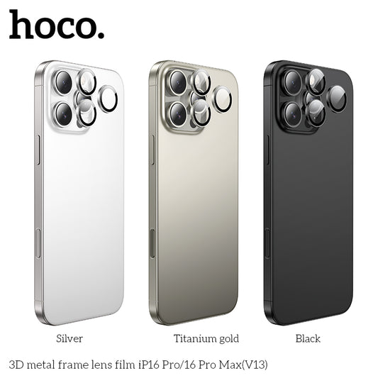 HOCO 3D metal frame lens film iP16 Pro/16 Pro Max(V13) - Silver