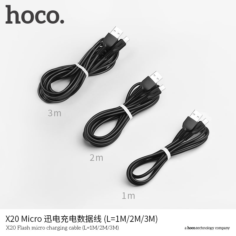 HOCO X20 Micro Charging Cable - White (L=1M)