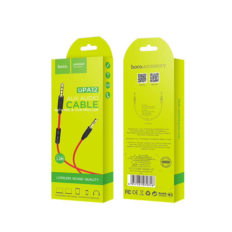 HOCO UPA12 Aux to Aux 3.5mm with Mic.- Red