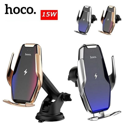 HOCO S14 2 in 1 15W wirless Charger Auto Clamp Car Holder - GOLD